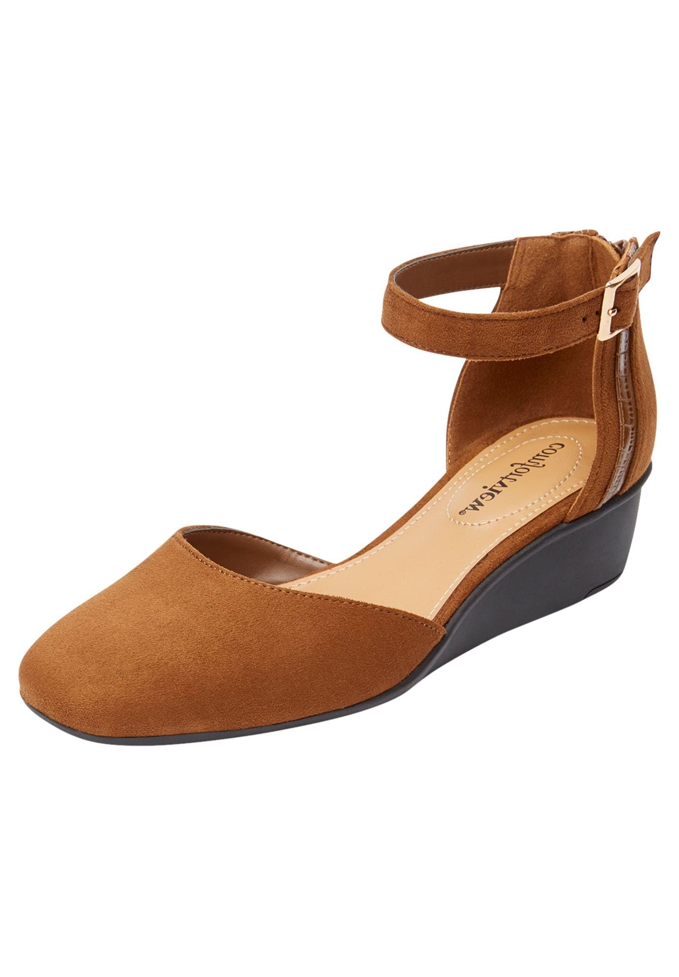 Comfortview Women's Wide Width The Aurelia Wedge Sandals - Comfortable & Stylish Summer Shoes for Walking, Travel & Casual Outfits