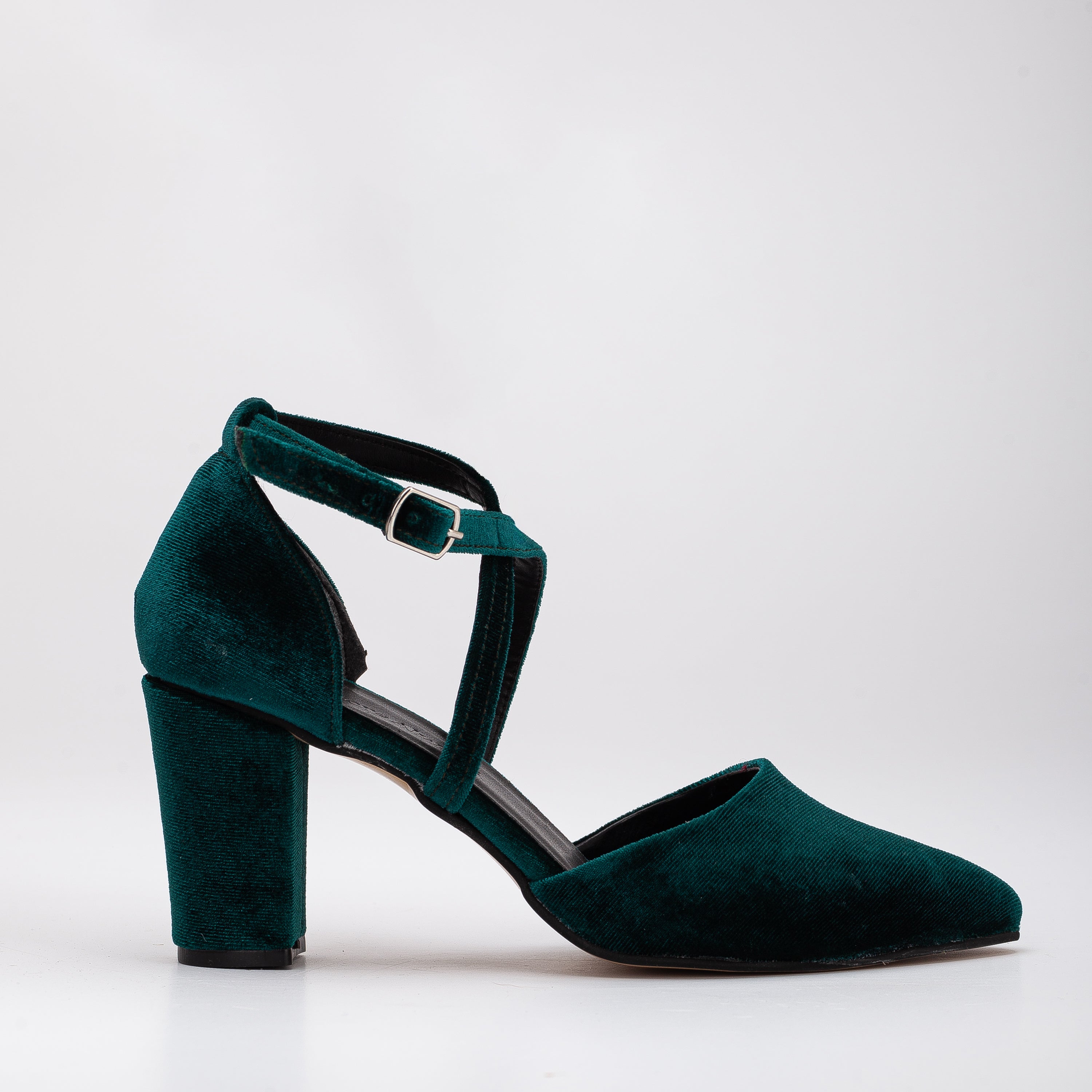 Sina Green Velvet Criss Cross Strap High Heels for Women - Elegant Party Shoes for Weddings, Prom & Evening Events