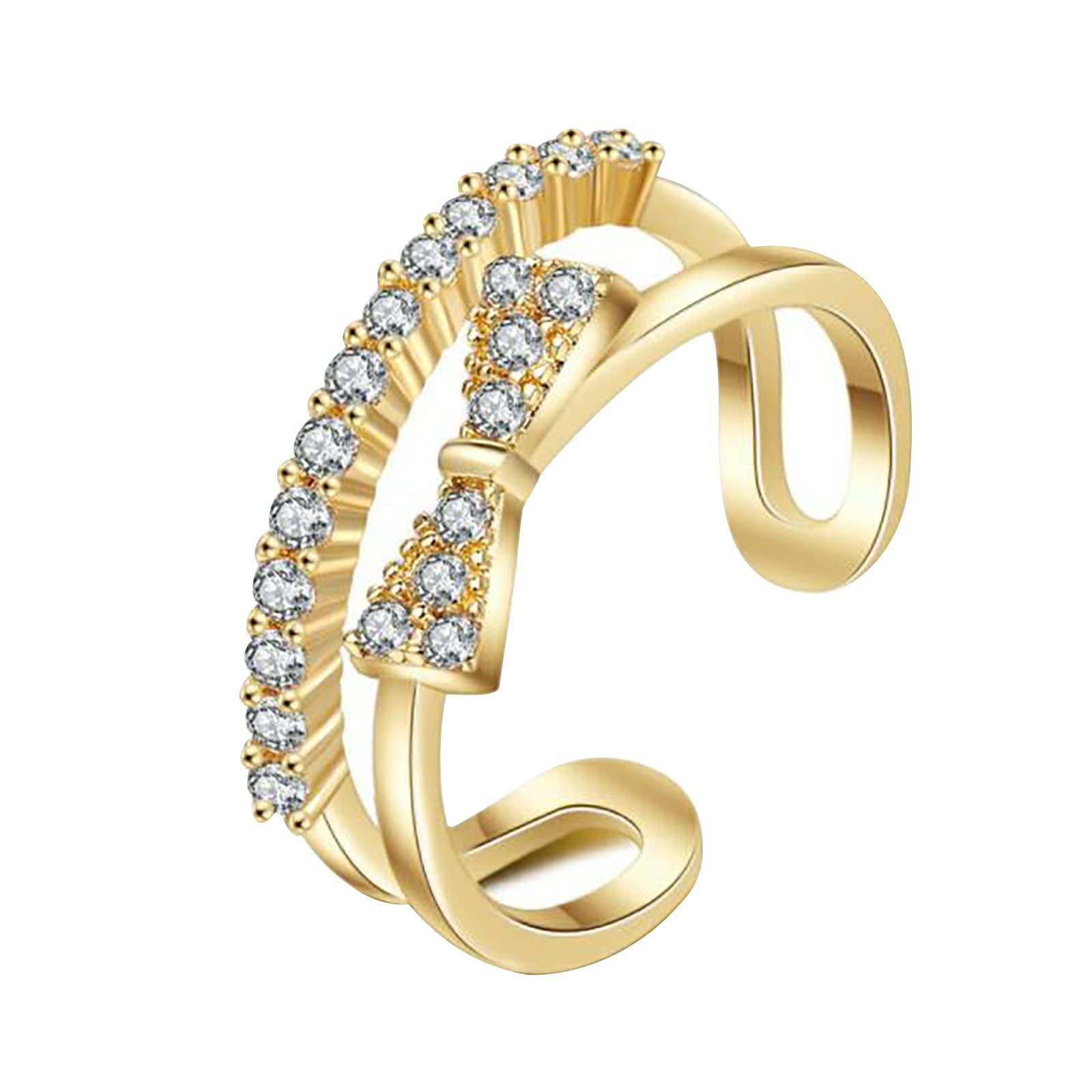 Plus Size Adjustable Zircon Rings for Women - Stylish Bow & Snake Design for Daily Wear