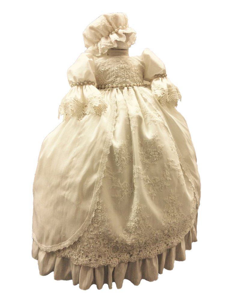 BuyBro Baby Girls Christening Gowns - Elegant Long Beading Lace Baptism Dress for Newborns & Infants - Perfect for Christening Ceremonies, Baby Showers & Special Occasions