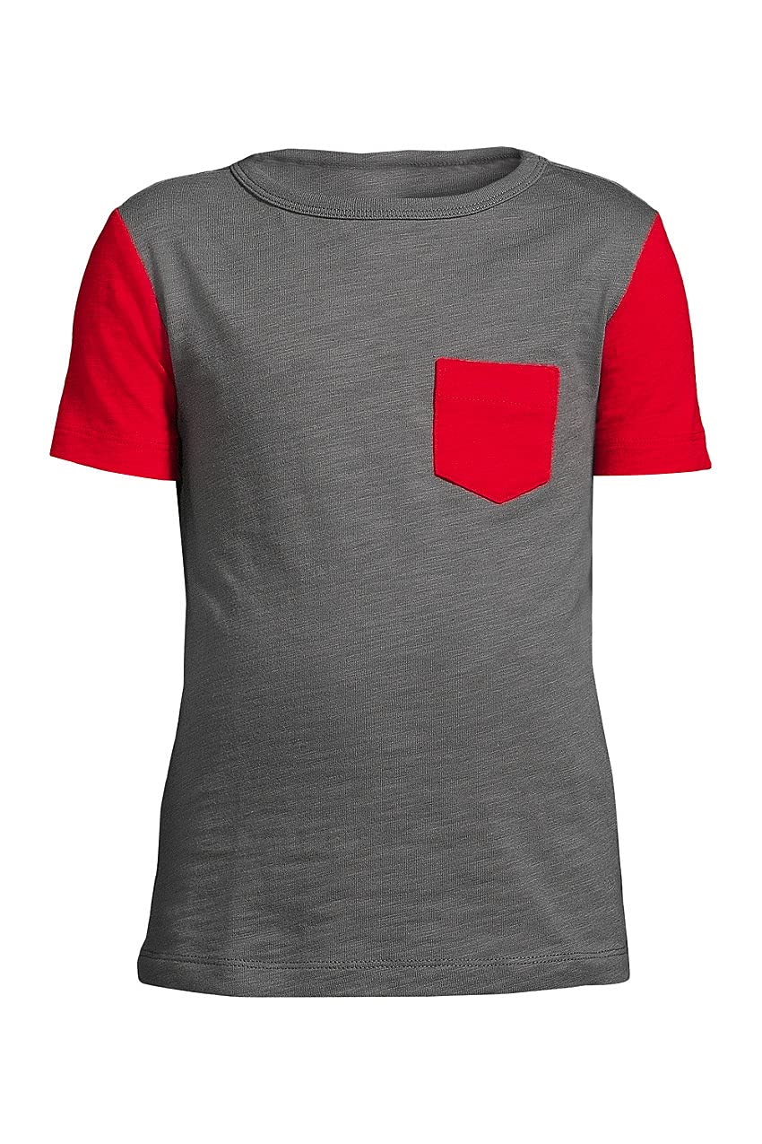 Lands' End Boys' Solid Slub Cotton T-Shirt - Comfortable Casual Short Sleeve Tee for Everyday Play & School Activities