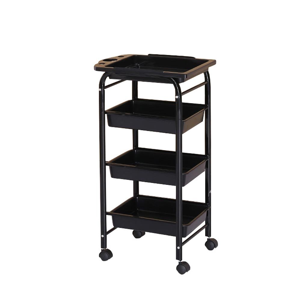 Modern 5-Tier PP Beauty Salon Cart - Black Storage Trolley for Hair Salon & Spa | Multi-Functional Beauty Utility Vehicle for Salon Organization & Mobile Workstation