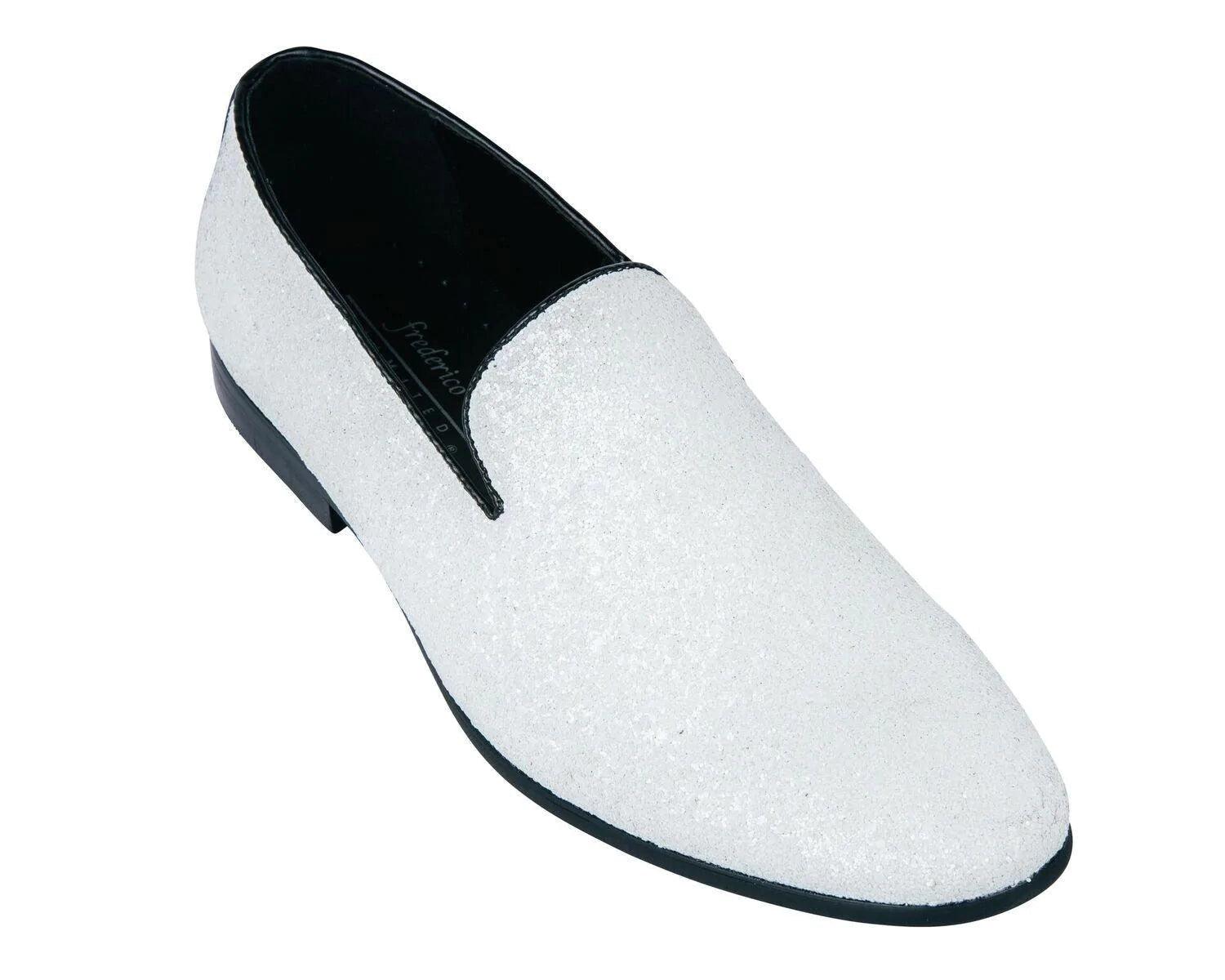 White Sparkle Slip-On Men's Shoes - Comfortable & Stylish Casual Sneakers for Walking, Work & Everyday Wear