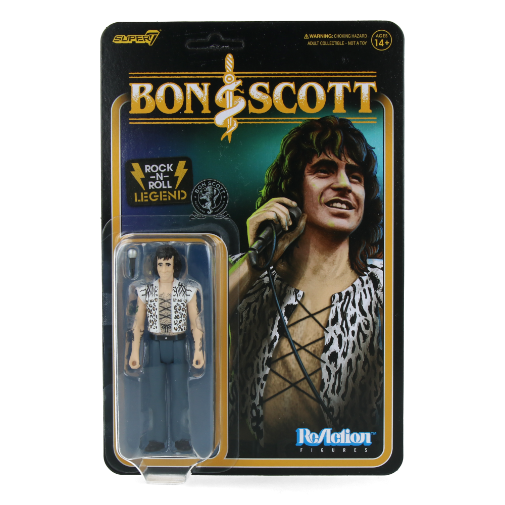 Bon Scott (Leopard Print) ReAction Figure - AC/DC Collectible Toy for Music Fans - Perfect for Display, Gifts, and Rock Memorabilia Collections