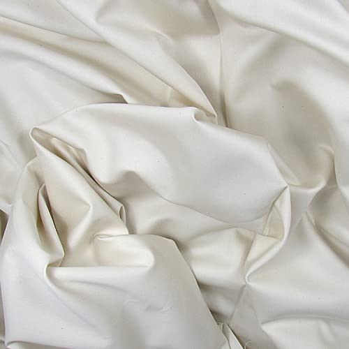 Premium 500 Thread Count Organic Cotton Sateen Fabric by The Yard - Natural Undyed - Soft Luxury Bedding & Home Decor Material for Sheets, Duvet Covers & Curtains