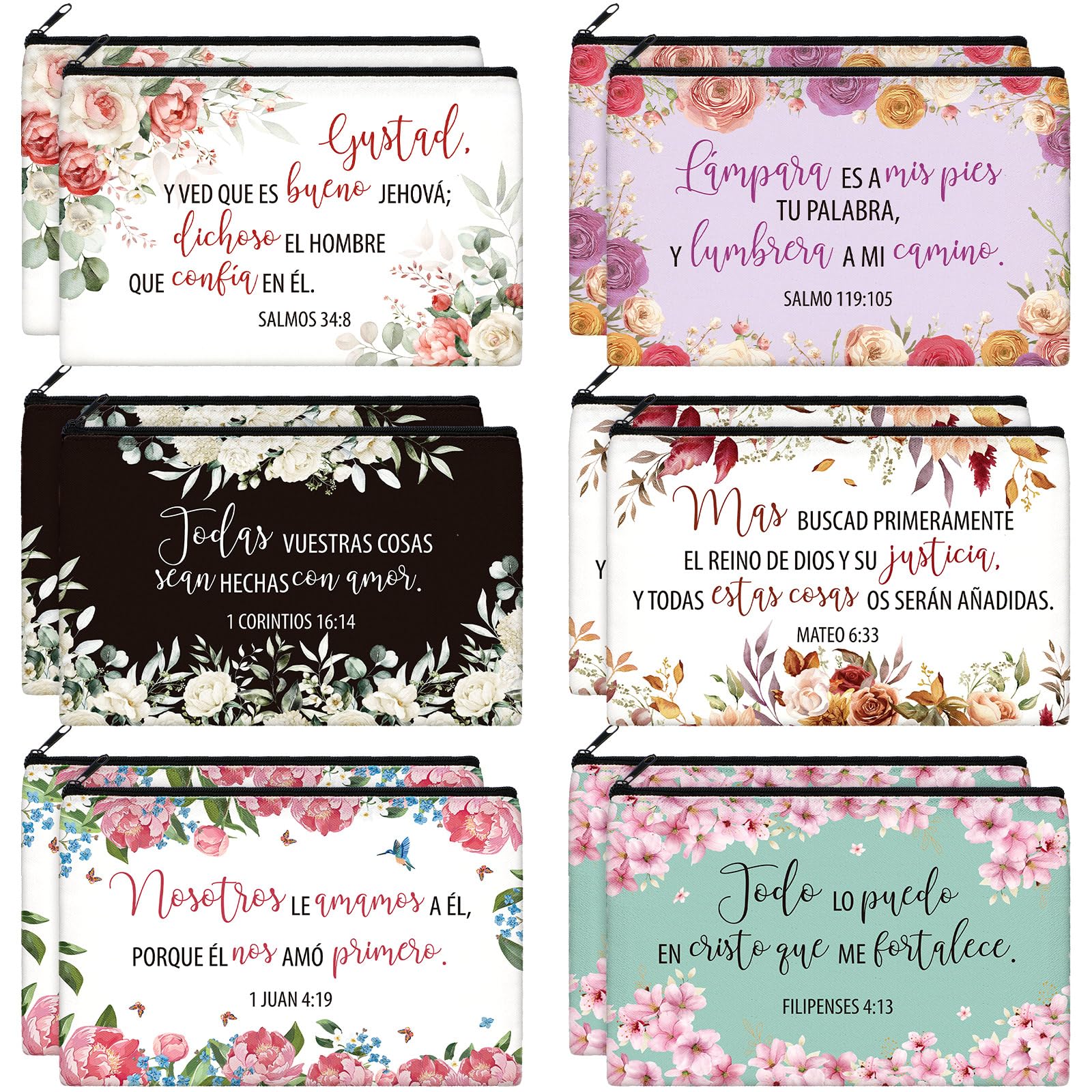 Kacctyen 18 Pcs Christian Makeup Bags with Bible Verses - Religious Gift for Women, Travel & Daily Use
