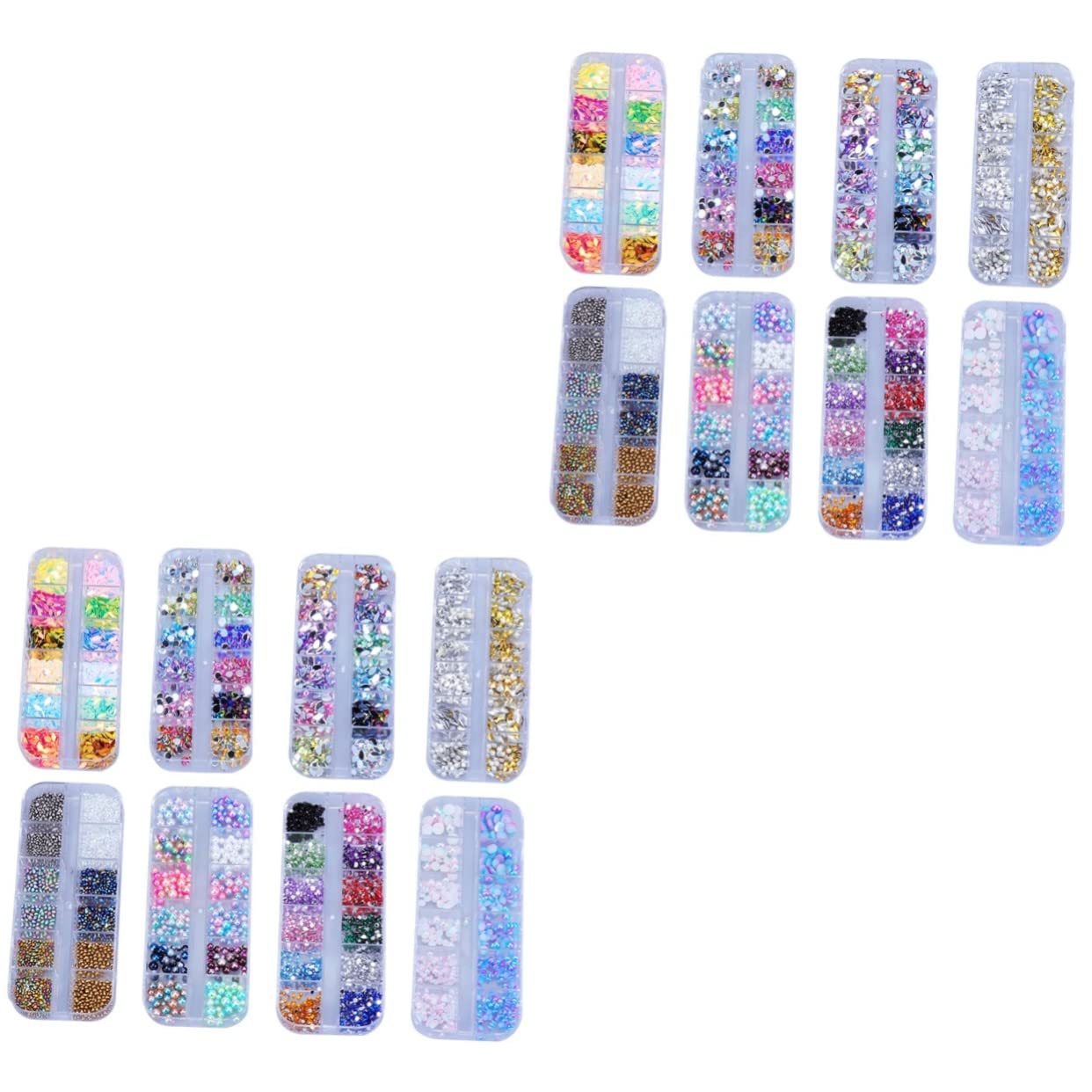 SEWACC 16 Boxes Nail Jewels Rhinestones Set - Manicure Kit for Women with Nail Gems, Sequins & Glue - Perfect for Acrylic Nails, Punk Style & DIY Nail Decorations at Home or Salon