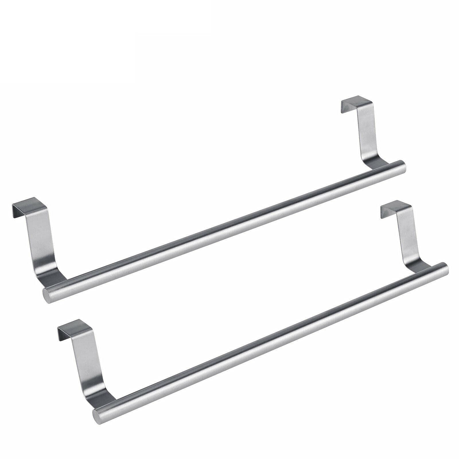 2-Pack Stainless Steel Over-The-Door Kitchen Towel Rack & Storage Shelf - Space-Saving Cabinet Organizer for Dish Towels, Cutting Boards & Kitchen Accessories - Perfect for Small Kitchens & Pantry Organization