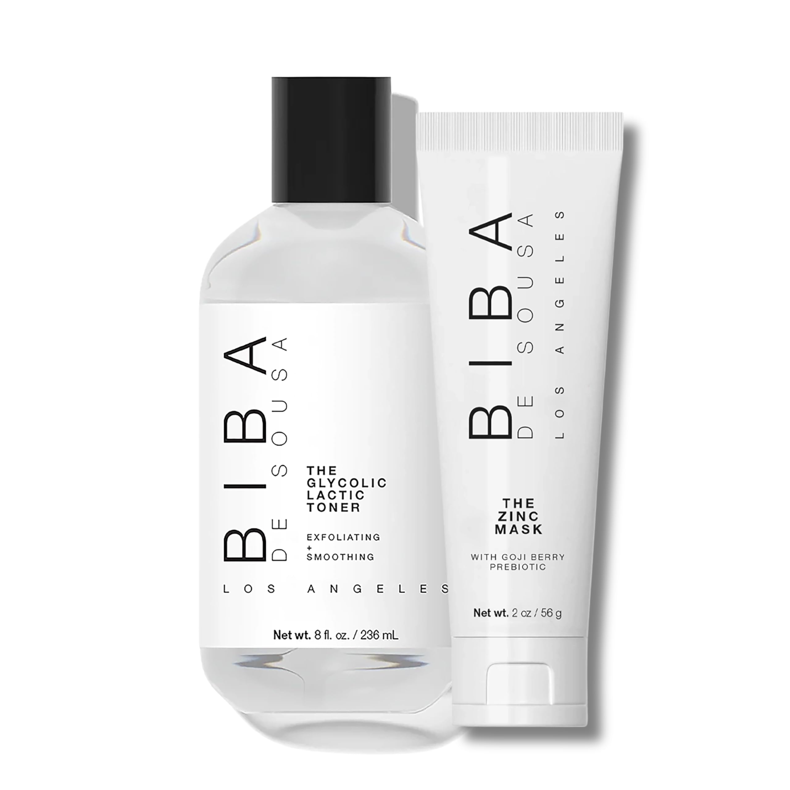 BIBA DE SOUSA Glycolic Acid Toner & Zinc Clay Mask Set - Exfoliating & Purifying Skincare Duo for Acne-Prone Skin | Perfect for Daily Routine & Spa Night