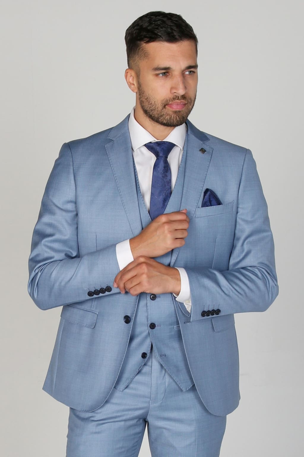 Charles Men's Blue Three Piece Suit - Premium Slim Fit Business Suit for Weddings, Office & Formal Events