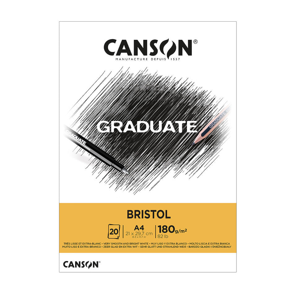 Canson Graduate Bristol Pad A4 - Premium Smooth Surface Drawing Paper for Artists, Sketching & Illustration - Ideal for Pencils, Markers & Ink - Perfect for Art Projects, School & Professional Use