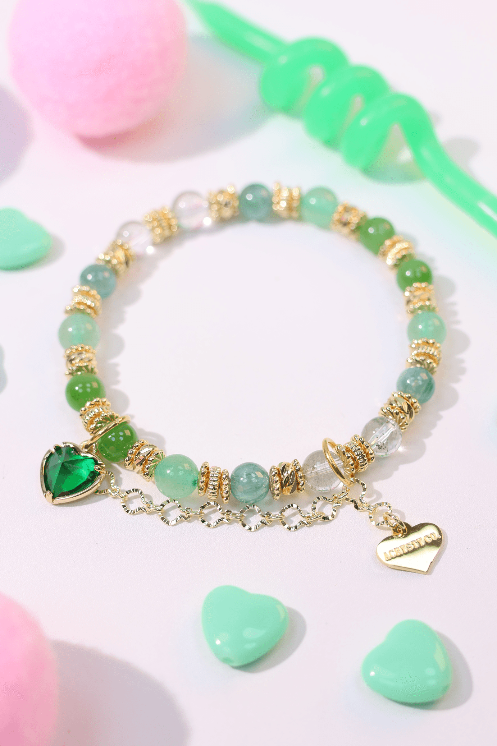 Gradient Heart Rainforest Bracelet - Boho Beaded Bracelet for Women, Adjustable Handmade Jewelry for Everyday Wear, Perfect for Festivals & Boho Outfits