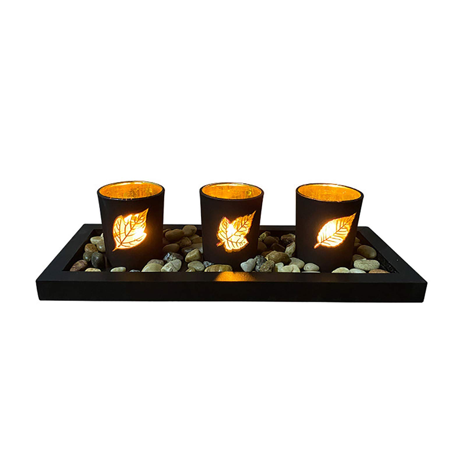 Elegant Metal Candle Holders for Pillar Candles - European Style Decor with 3 Glass Cups - Home Decor Candlesticks for Pumpkin & Tea Lights - Perfect for Dining Tables, Weddings & Holiday Decorations