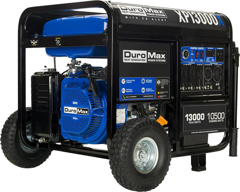 DuroMax XP13000X 10500W/13000W Portable Gas Generator with Electric Start & CO Alert - Backup Power for Home, Camping, RV & Emergency Use