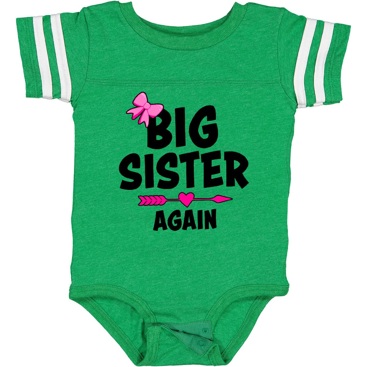 Inktastic Big Sister Again with Bow and Arrow Baby Bodysuit - Cute Sibling Outfit for Newborns & Toddlers - Perfect for Family Photos, Birth Announcements, and Special Occasions