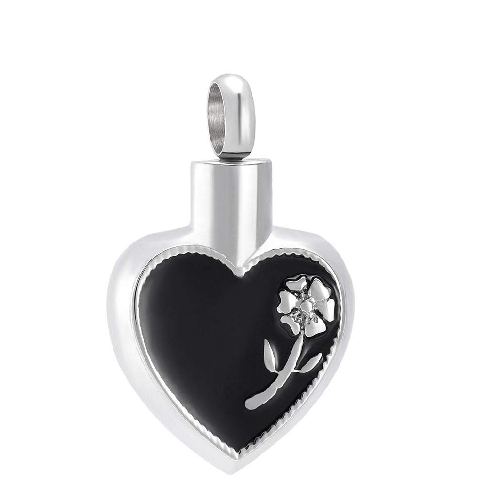 VEHT Memorial Necklace for Ashes - Elegant Rose Engraved Stainless Steel Cremation Urn Pendant Jewelry (3-Piece Set) - Perfect for Honoring Loved Ones at Weddings, Funerals & Special Occasions