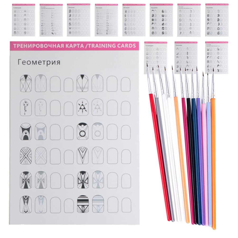 FOMIYES Nail Art Practice Kit with Nail Liner Pens, Practice Sheets & Templates - Essential Nail Design Tools for Beginners, Women & Girls - Perfect for Salon Training, Home Practice & DIY Manicures