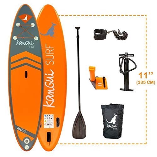 Inflatable Stand Up Paddle Board 335cm SUP Kit with Paddle, Backpack, High Pressure Pump, Leash & Repair Kit - Perfect for Yoga, Surfing & Family Fun at Beach, Lake or River