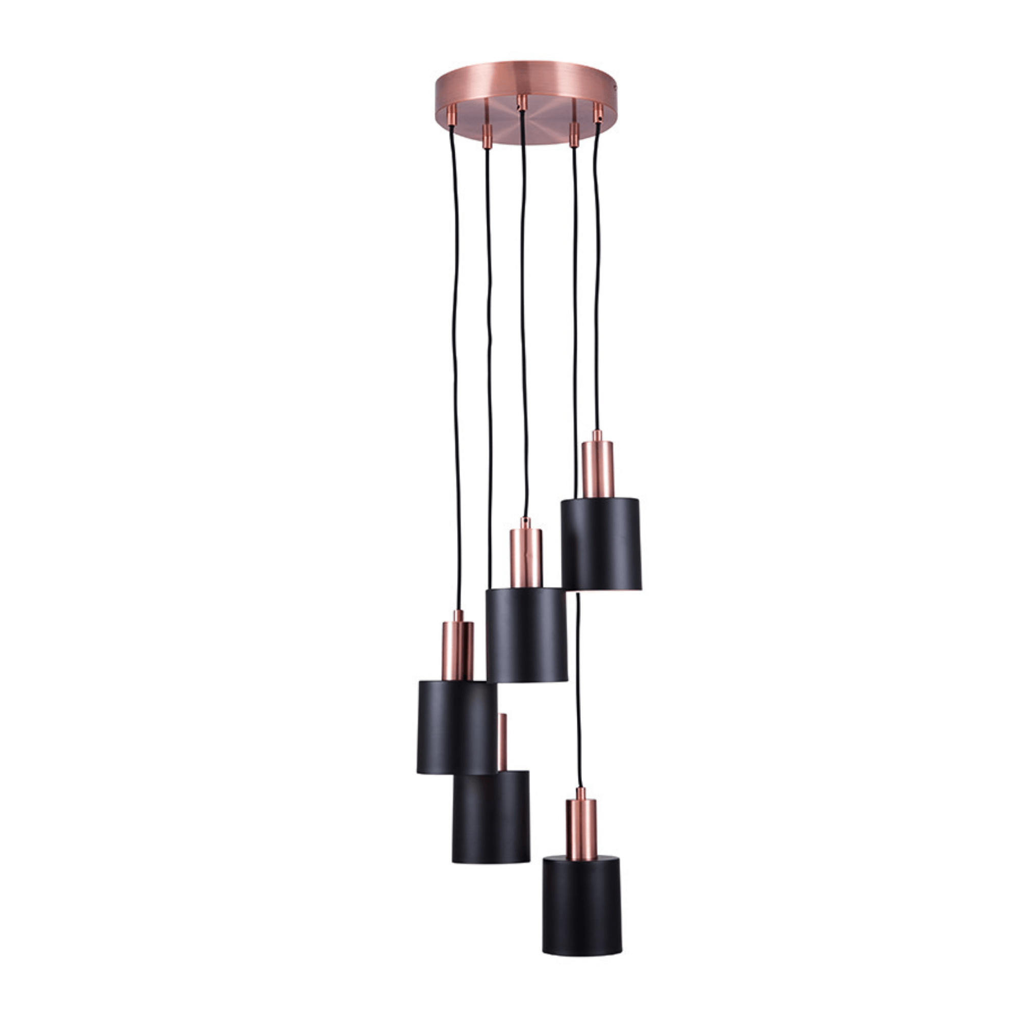 Elegant Black & Antique Copper 5 Drop Pendant Light Fixture - Perfect for Dining Room, Kitchen Island, or Entryway Lighting