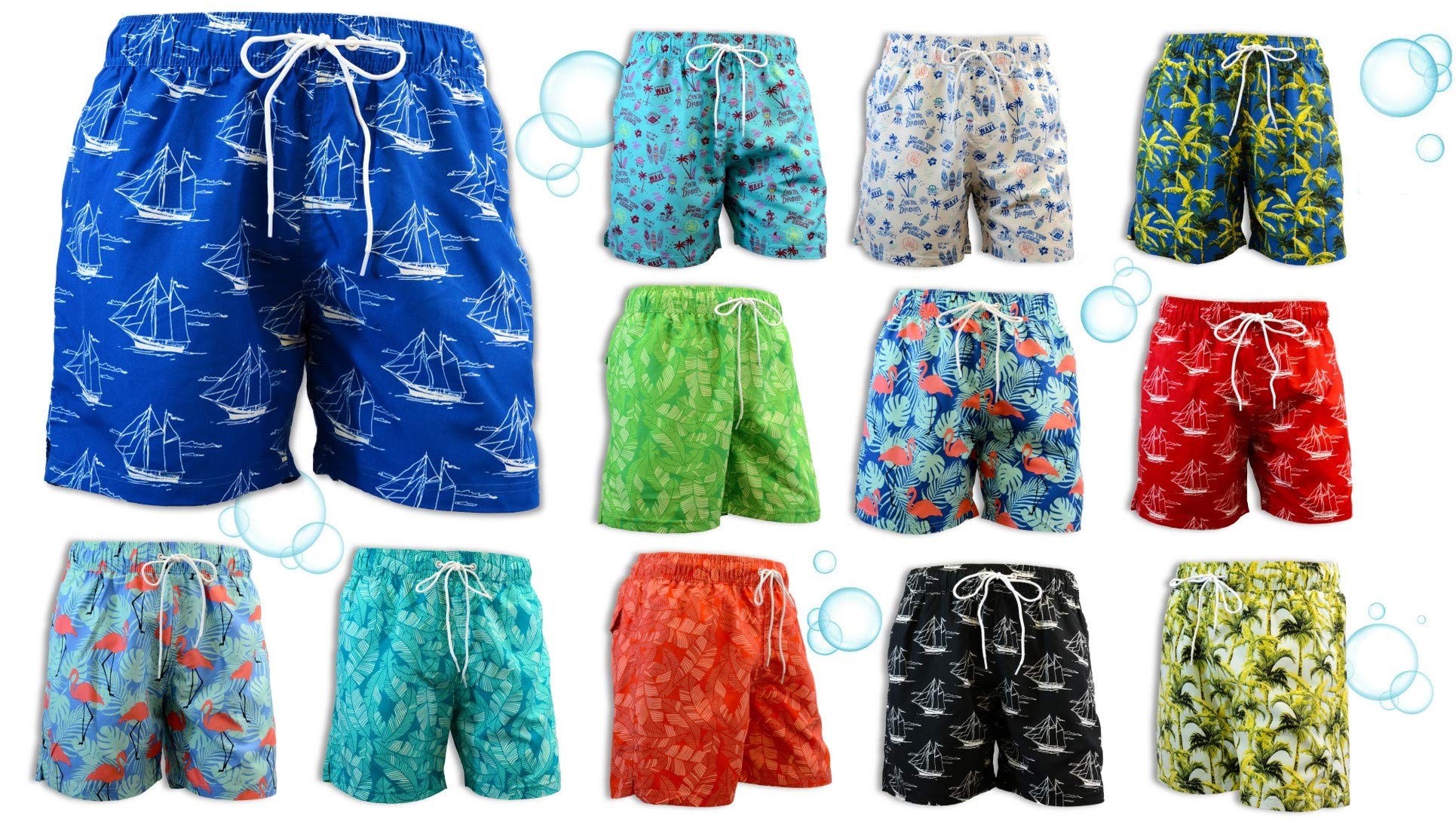 Adoretex Men's Quick-Dry Printed Swim Shorts with Mesh Lining - Comfortable Beach Board Shorts for Swimming, Surfing & Summer Vacation