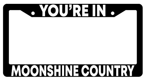 Black Plastic License Plate Frame - Vintage Moonshine Country Style for Cars & Trucks - Perfect for Customizing Your Vehicle & Showing Southern Pride