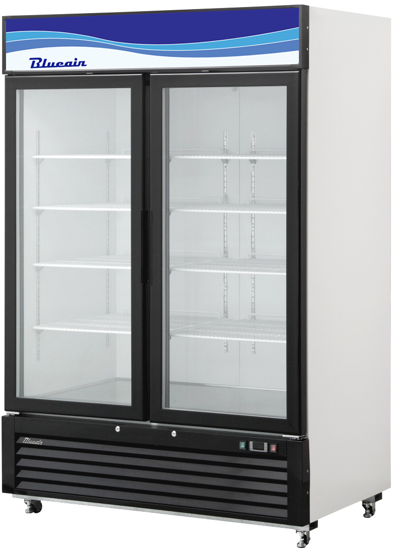 Blue Air BKGM49 HC 49 CuFt 2 Glass Door Refrigerator with Swing Doors & R290 Refrigerant - Perfect for Restaurants, Cafes, and Commercial Kitchens