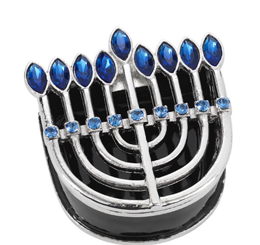 Olivia Riegel Crystal Jewelry Trinket Box with Menorah Design - Elegant Storage for Rings, Earrings & Small Keepsakes - Perfect for Hanukkah Gifts, Home Decor & Jewish Celebrations