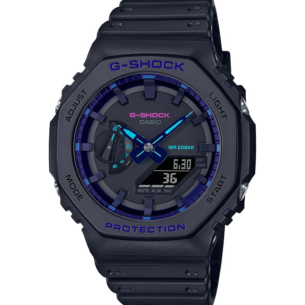 G Shock GA2100VB 1A 'CasiOak' Analog-Digital Watch for Men - Shock Resistant, Waterproof, Solar Powered - Perfect for Outdoor Adventures, Sports & Daily Wear