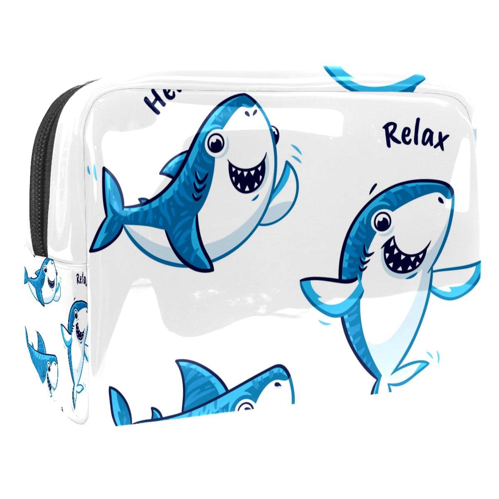 Waterproof Cosmetic Bag for Women - Travel Makeup Organizer with 3 Shark Design | Perfect for Toiletries, Makeup Storage & Travel Accessories
