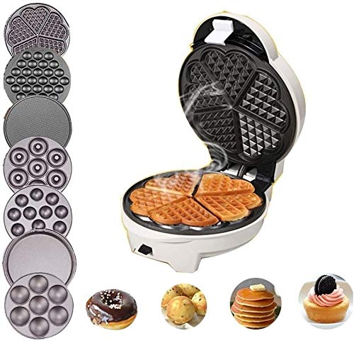 SHENGDA 7-in-1 Sandwich Maker & Waffle Iron with Detachable Non-Stick Plates, LED Display, Cool-Touch Handle - Perfect for Breakfast, Snacks, and Family Gatherings