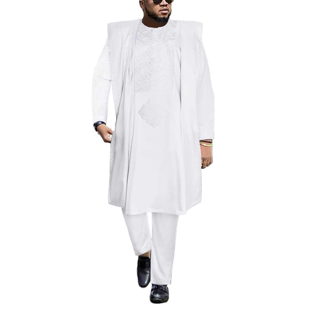 Stylish African Agbada Suit for Men with Rhinestone Details | HD Quality Traditional Attire | Perfect for Weddings, Parties & Cultural Events