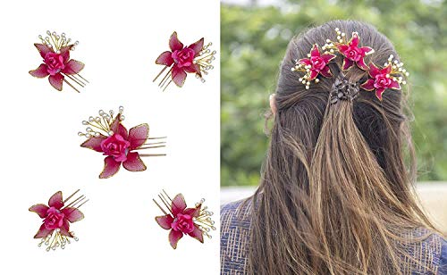 LEYSIN 5-Piece Floral Hair Clips Set - Elegant Hair Accessories for Women & Girls - Perfect for Weddings, Parties & Everyday Wear