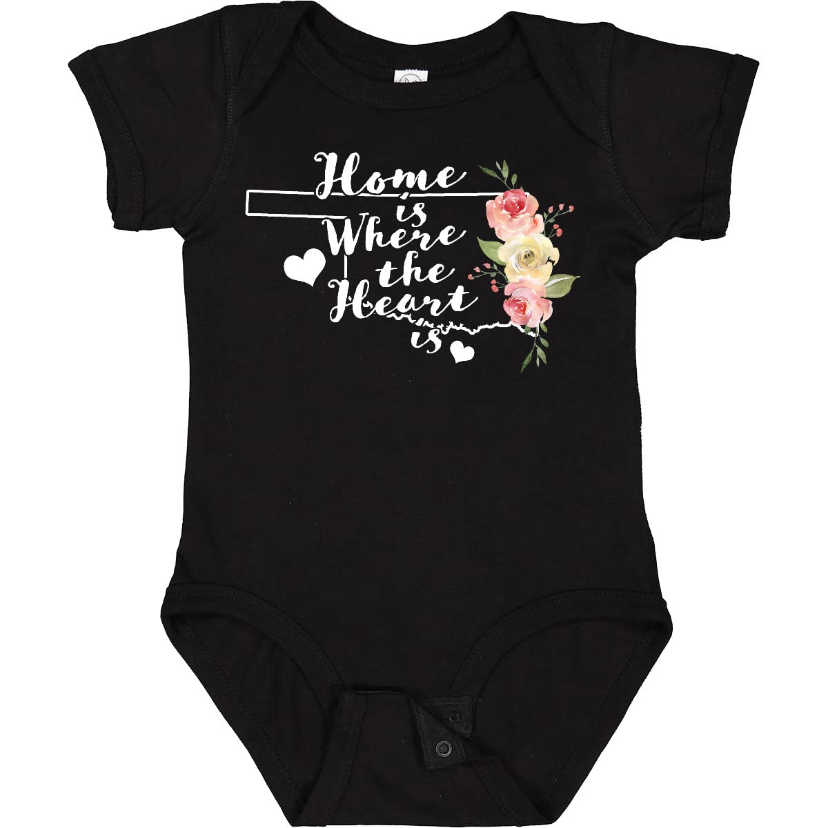 Inktastic Oklahoma Home is Where The Heart is Watercolor Baby Bodysuit - Soft Cotton Infant Onesie for Newborns, Baby Showers & Family Photos