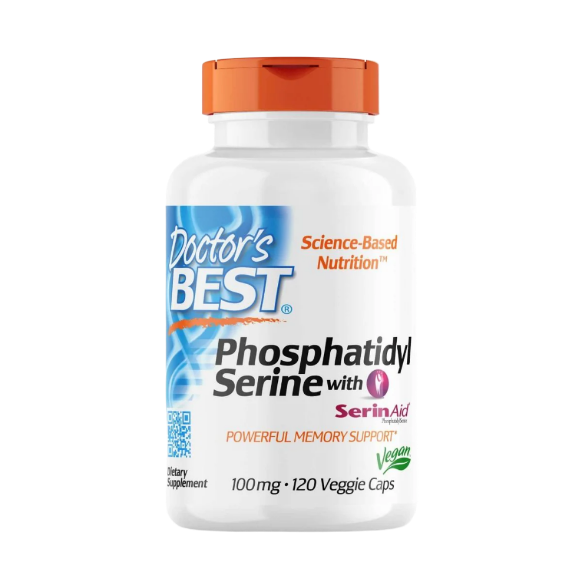 Doctor's Best Phosphatidylserine with SerinAid 100mg - 120 Vegetarian Capsules for Memory Support & Cognitive Function - Ideal for Students, Professionals & Seniors