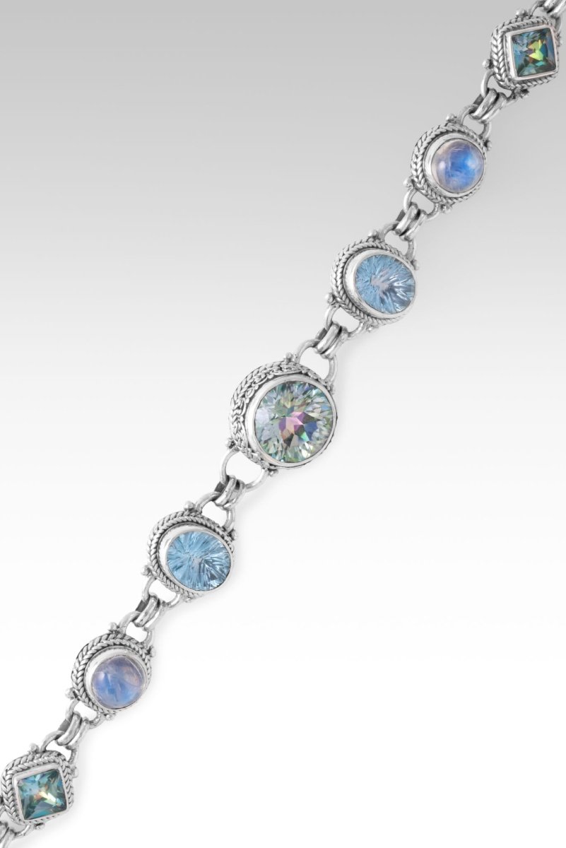 Peace Transcending Bracelet™ - Mystic Quartz, Arctic Blue Topaz, Rainbow Moonstone & Bali Crush™ Mystic Topaz - Handmade Spiritual Jewelry for Meditation, Yoga & Positive Energy