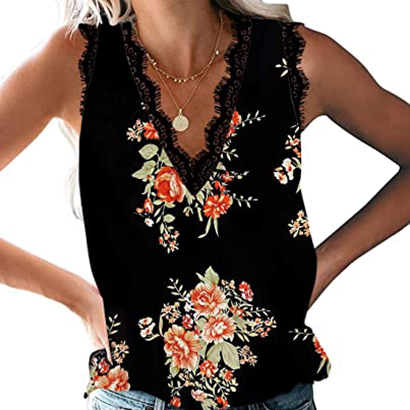 Sexy Women's V-Neck Sleeveless Cami Tank Tops - Summer Casual Blouses & Shirts for Beach, Party, and Everyday Wear