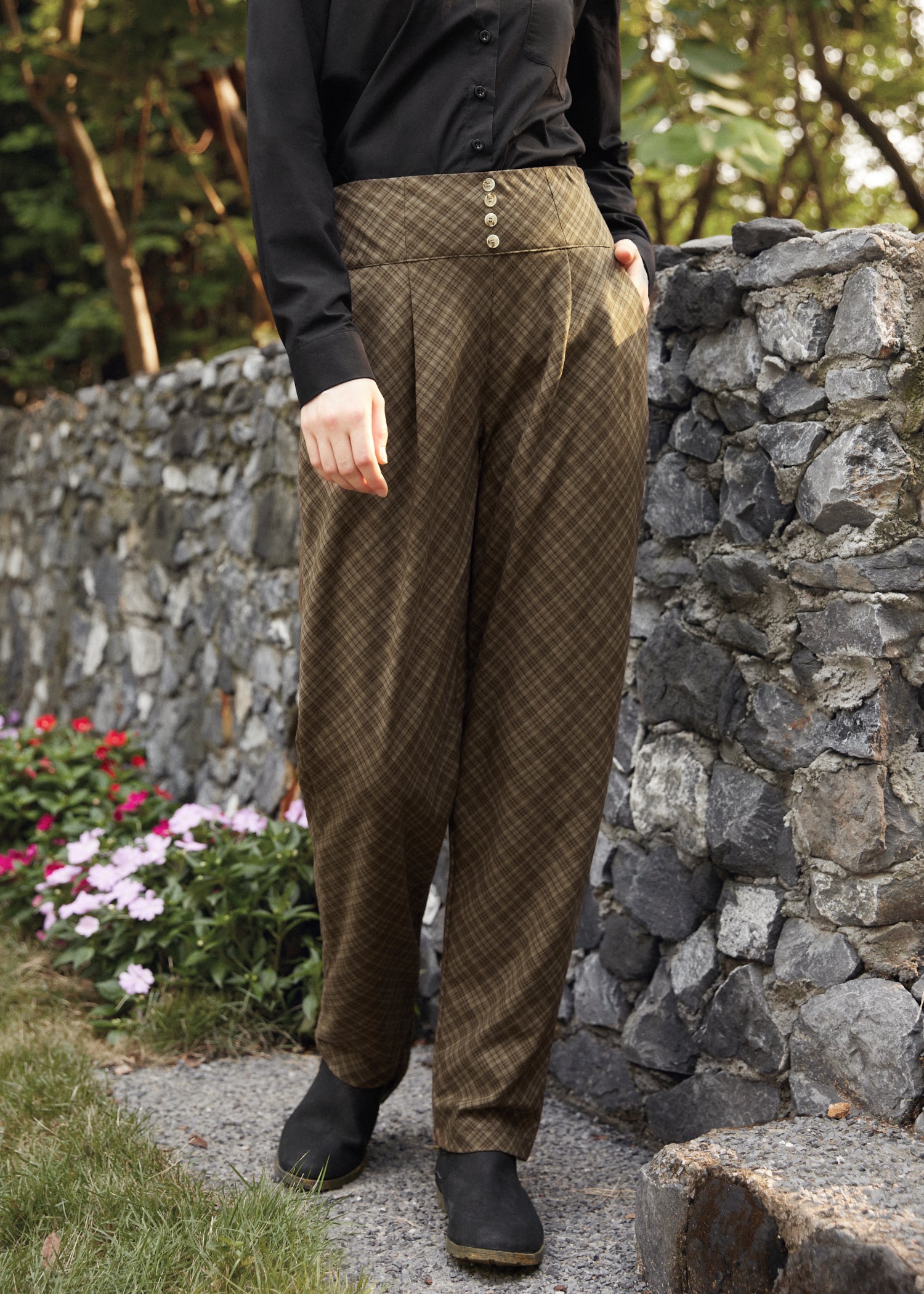 Once Upon a Twirl Pleated Trousers for Women - Elegant High Waist Flowy Pants for Office, Party & Special Occasions