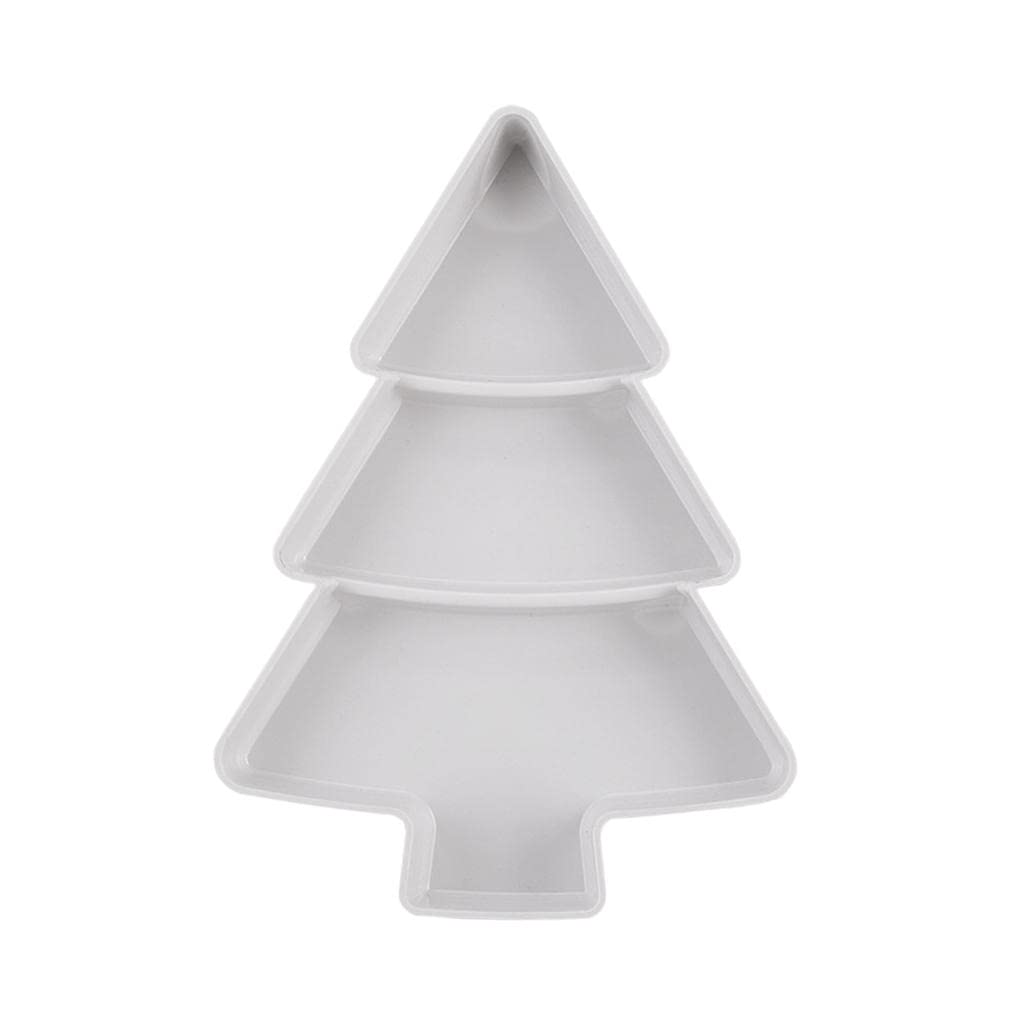 Colored Tree-Shaped Snack Serving Tray with 6 Compartments - Divided Dish for Nuts, Candy, Ice Cream & Party Snacks - Perfect for Birthday Parties, Baby Showers & Holiday Gatherings - White