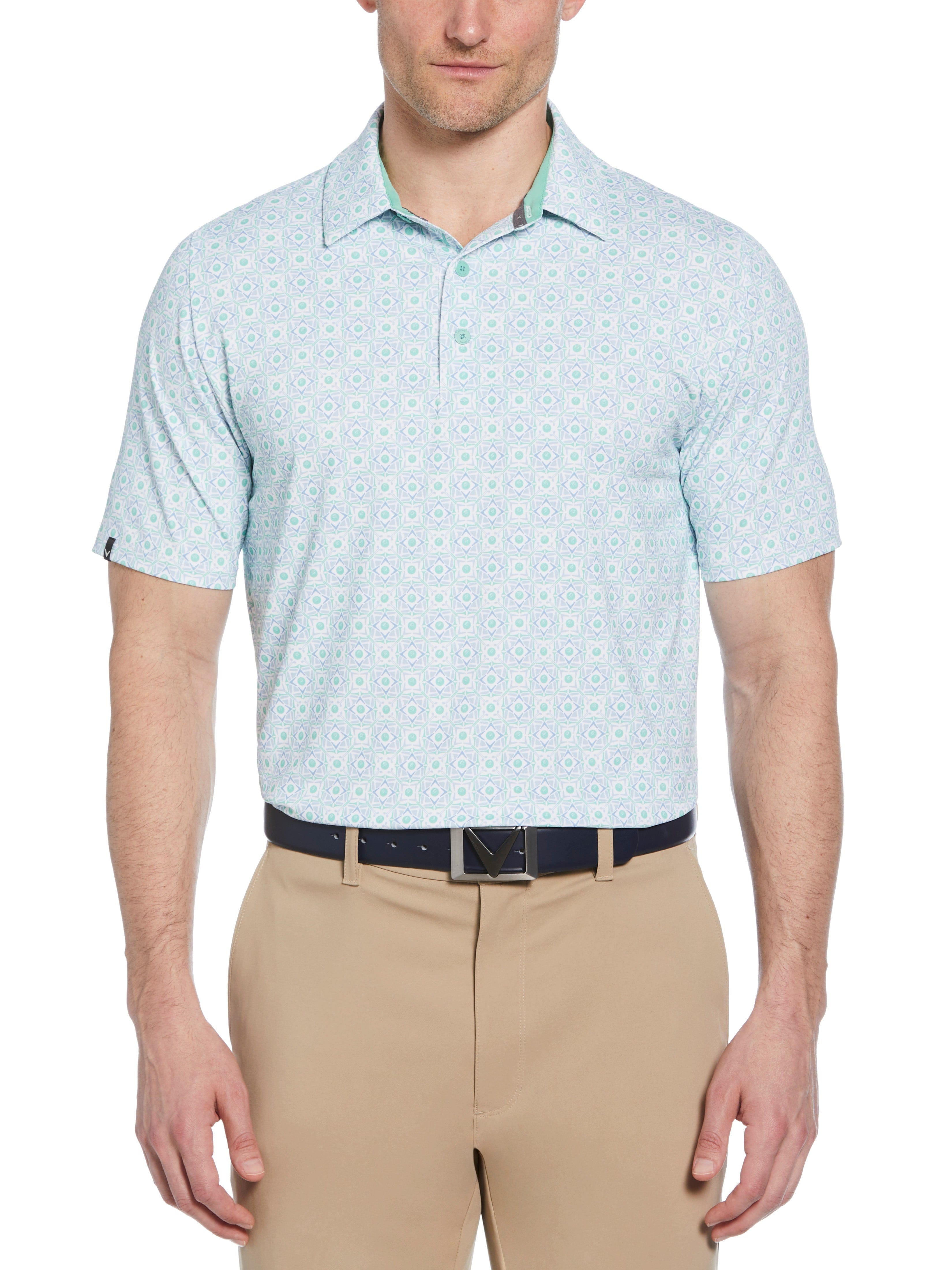 Men's Stylish Foulard Print Golf Polo Shirt - Breathable Performance Fabric for Golfing, Casual Wear & Outdoor Activities