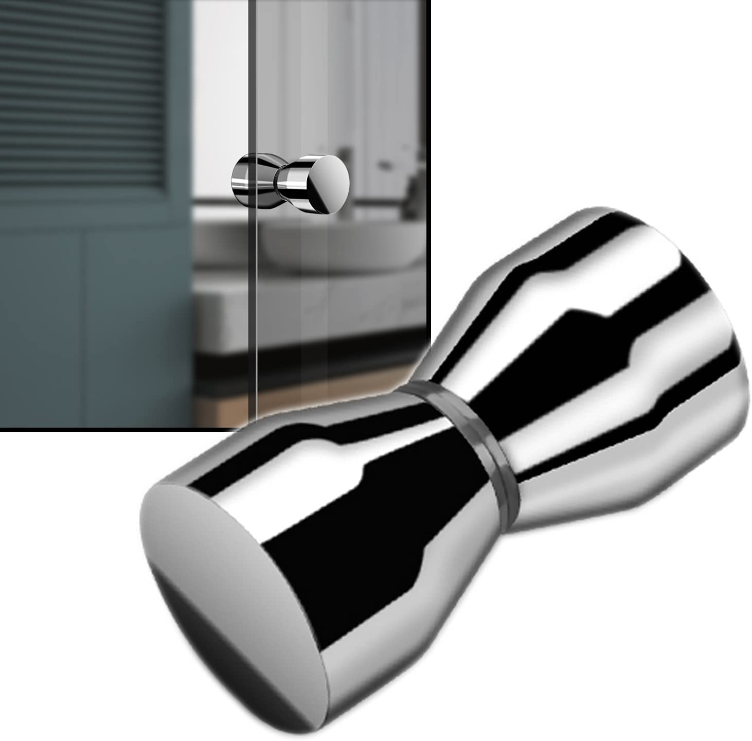 MIQXUAN Stainless Steel Shower Door Handle Set - Modern Push Pull Knob for Glass Shower Screens & Interior Doors | Durable Bathroom & Entrance Hardware for Home & Commercial Use