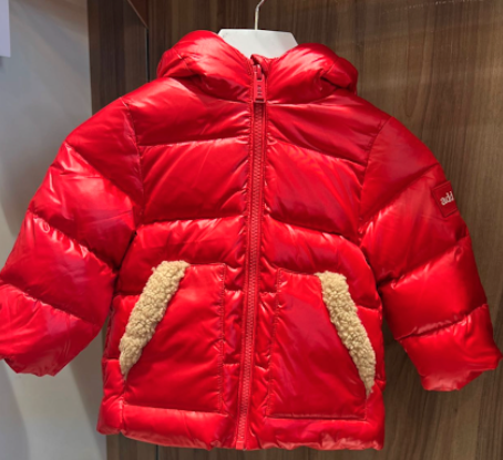 Hooded Down Jacket with Zipper Logo for Boys & Girls (12M-36M) - Warm Winter Coat for Outdoor Play & Cold Weather