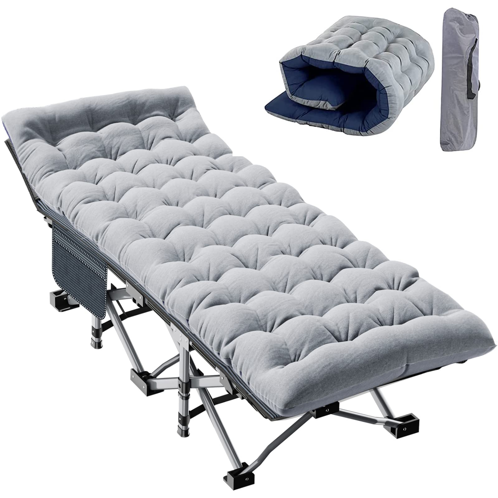 Slsy Folding Camping Cot for Adults - Portable Outdoor Sleeping Cot with Carry Bag - Perfect for Camping, Beach, Travel & Vacation - Lightweight & Compact for Easy Transport