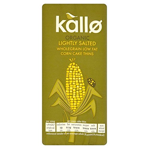 Kallo Organic Corn Cake Thins - Gluten Free, Non-GMO Snack (130g) | Healthy Crispy Crackers for Kids, Vegan Diet & On-the-Go Snacking
