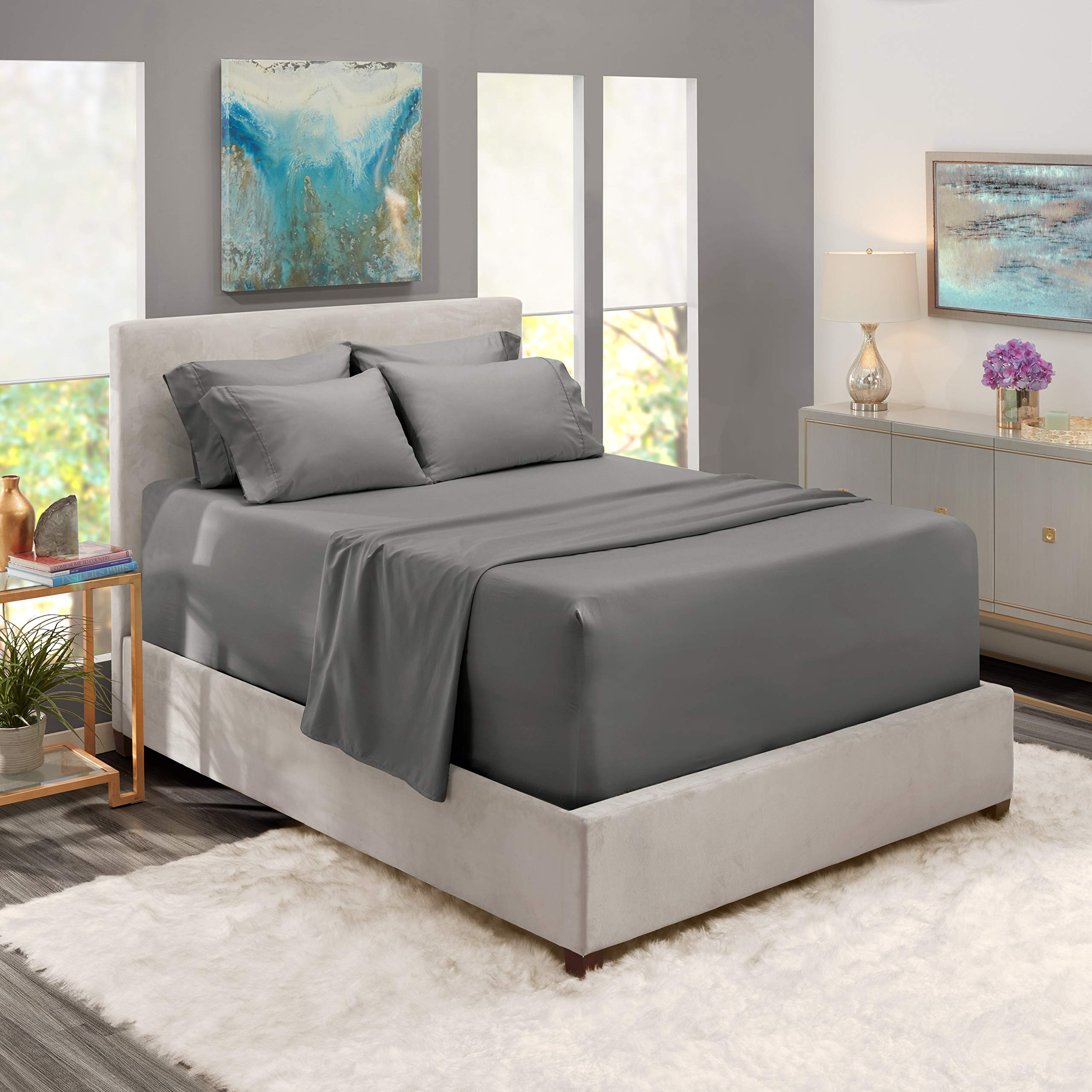 Premium 6-Piece Full XL Sheet Set - 100% Cotton 800 Thread Count Ultra Soft Bedding with Deep 24