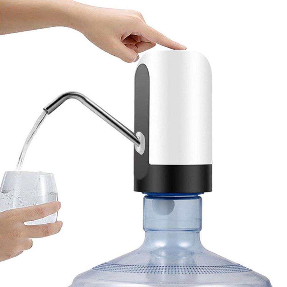 Automatic Wireless Water Dispenser Pump - Dual Motor, Built-in Rechargeable Li-ion Battery - Black & White - Perfect for Home, Office, and Travel Use
