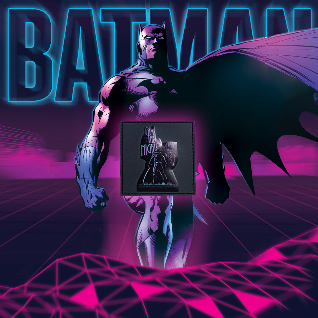 Batman I Am The Night Embroidered Patch - Neon Glow Design for Cosplay, Jackets & Backpacks | DC Comics Merchandise for Fans & Collectors