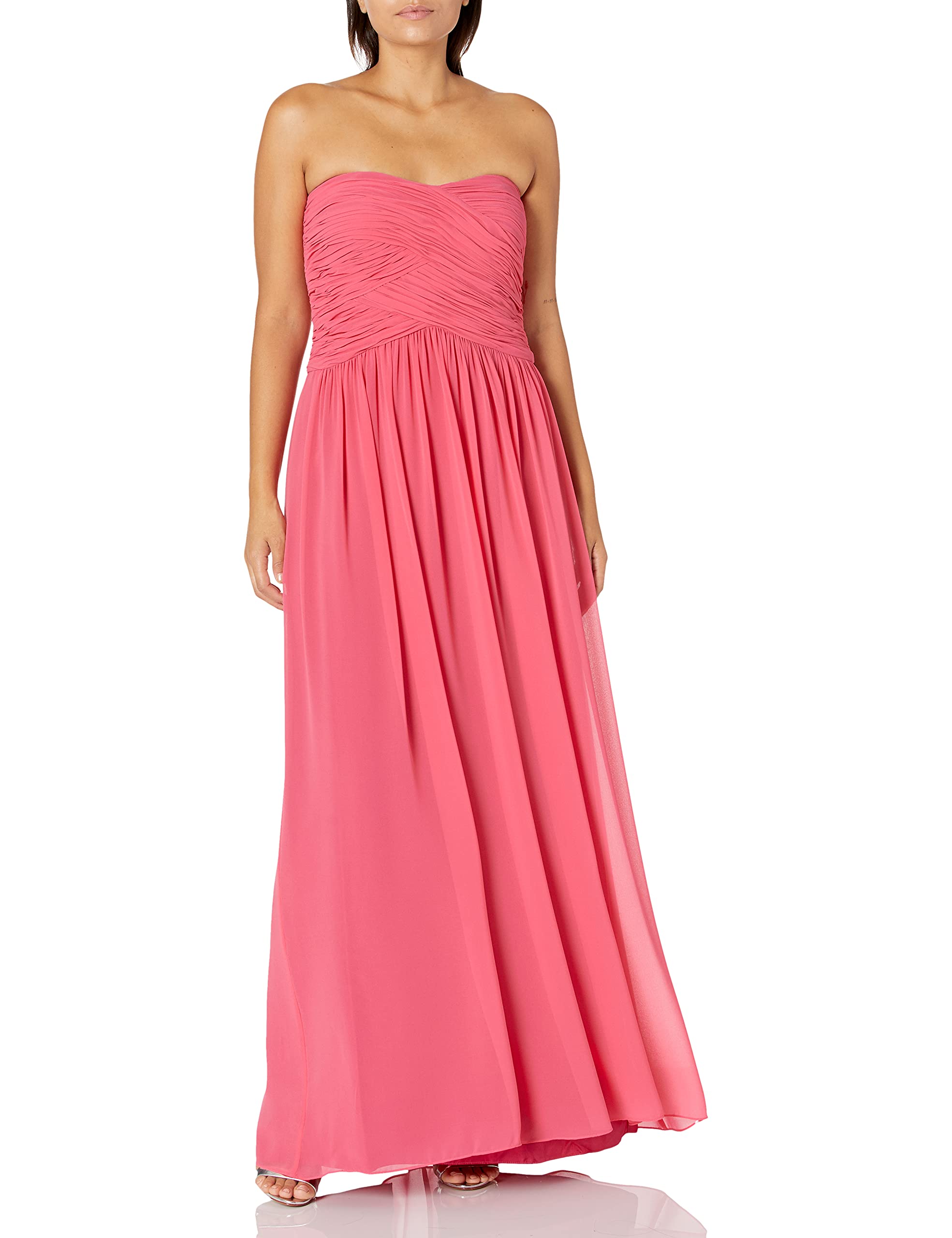 Donna Morgan Women's Audrey Long Strapless Chiffon Evening Gown for Prom, Wedding & Formal Events
