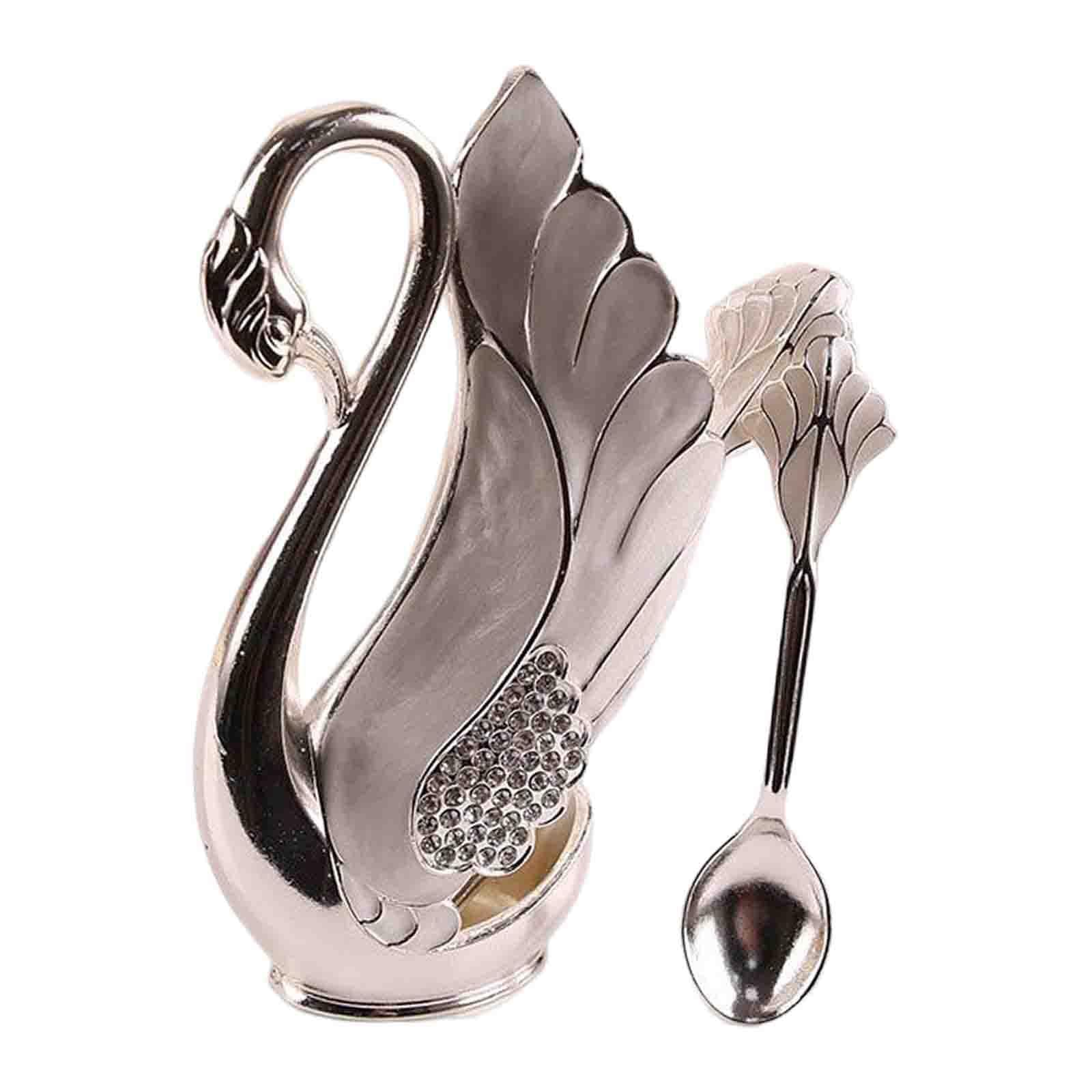 Gazechimp Swan Tableware Holder - Silver Cutlery Set with Fork & Spoon Stand for Kitchen, Dining, and Dessert Flatware Storage | Perfect for Home, Restaurants, and Party Serving