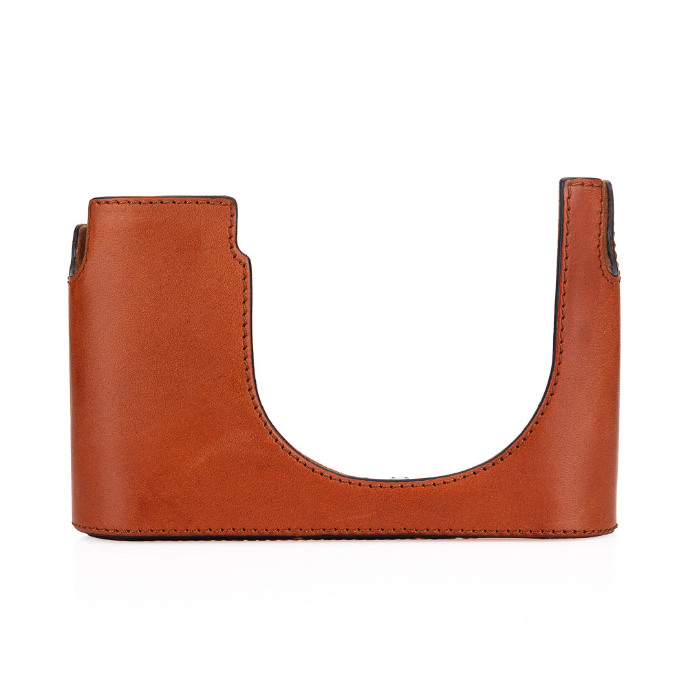 Leica Q3 Genuine Leather Half Case in Cognac - Premium Protection for Your Camera | Perfect for Travel, Street & Professional Photography