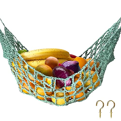 Handmade Macrame Fruit Hammock for Kitchen - Under Cabinet Hanging Basket for Bananas, Vegetables & Produce - Space Saving Storage Solution for RV, Boat, Camper & Small Spaces - Perfect for Organizing Fruits in Kitchen, Dorm or Tiny Home